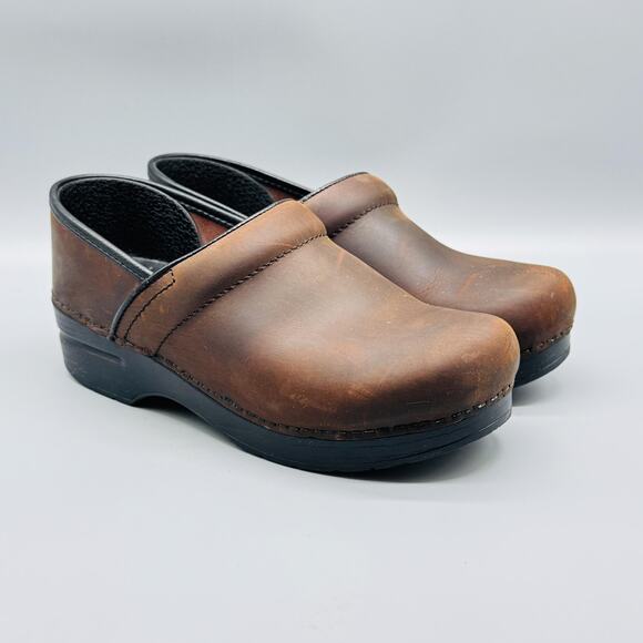 Dansko Shoes Womens 8 Brown Leather Professional Clogs Slip On Work Nursing - Picture 2 of 10